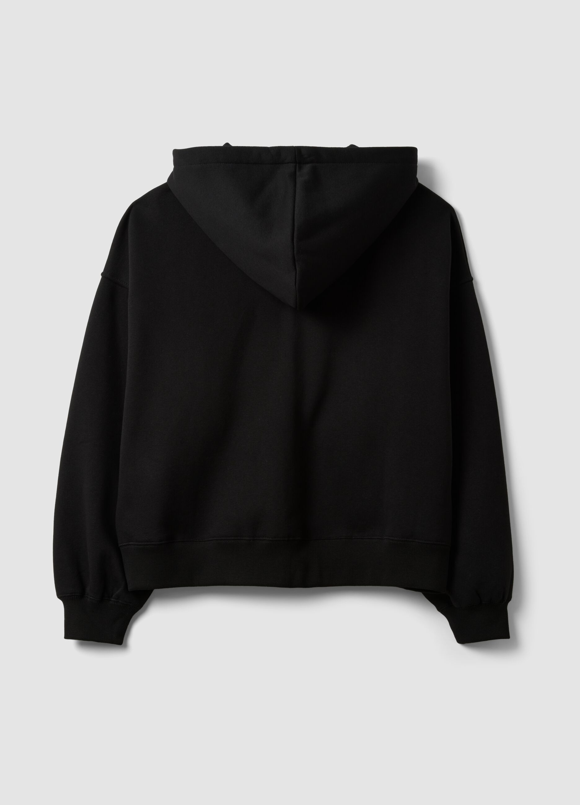 Black cotton-blend hooded sweatshirt with logo