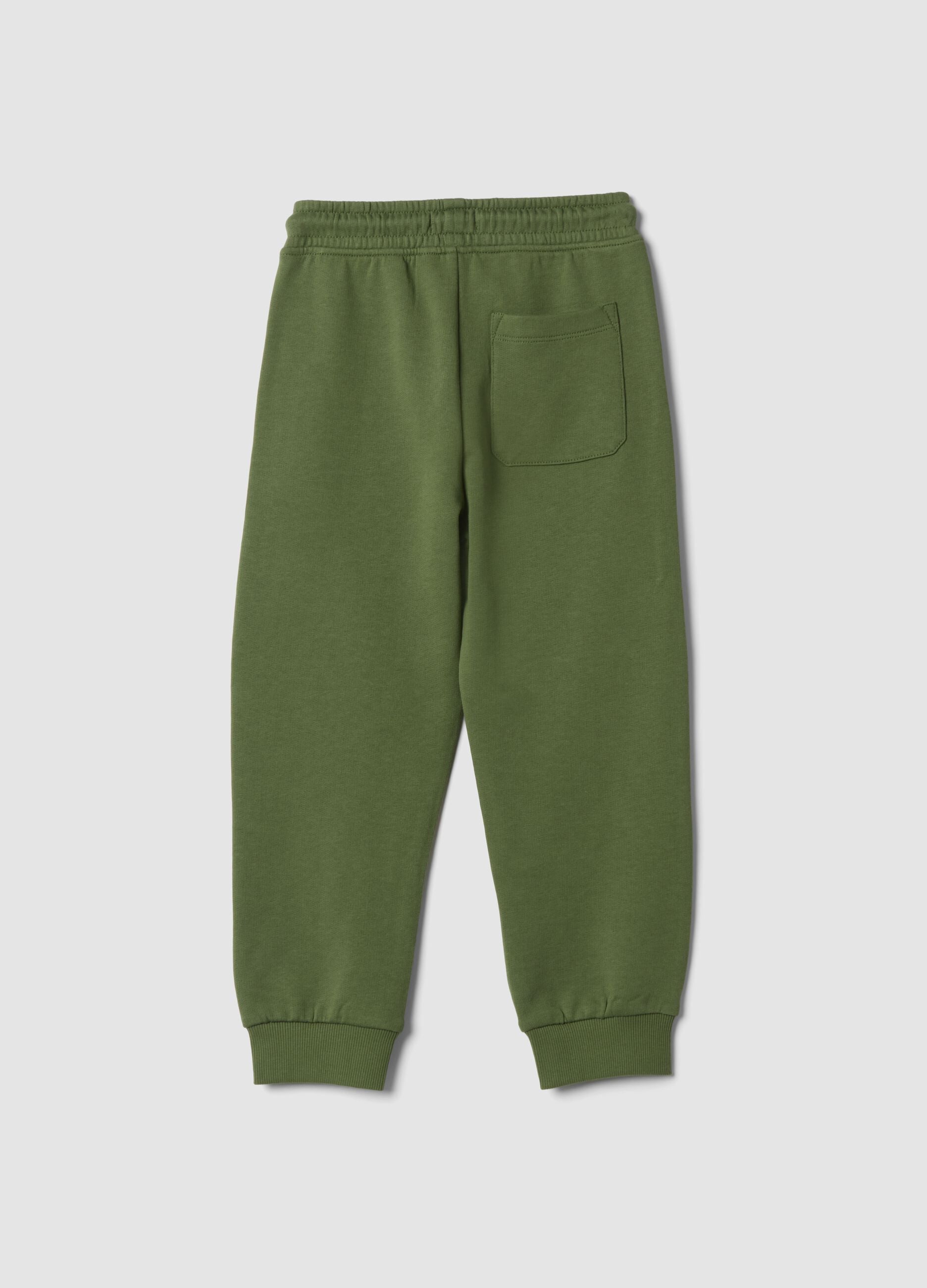 Pantaloni jogger verdi in puro cotone regular fit