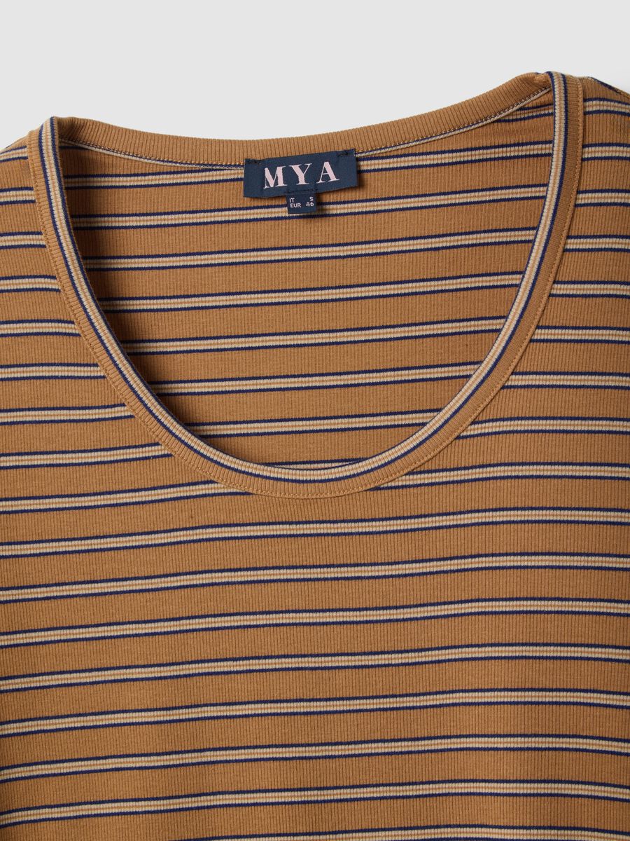 Regular Fit Multicolour Striped Stretch Cotton T-Shirt_5