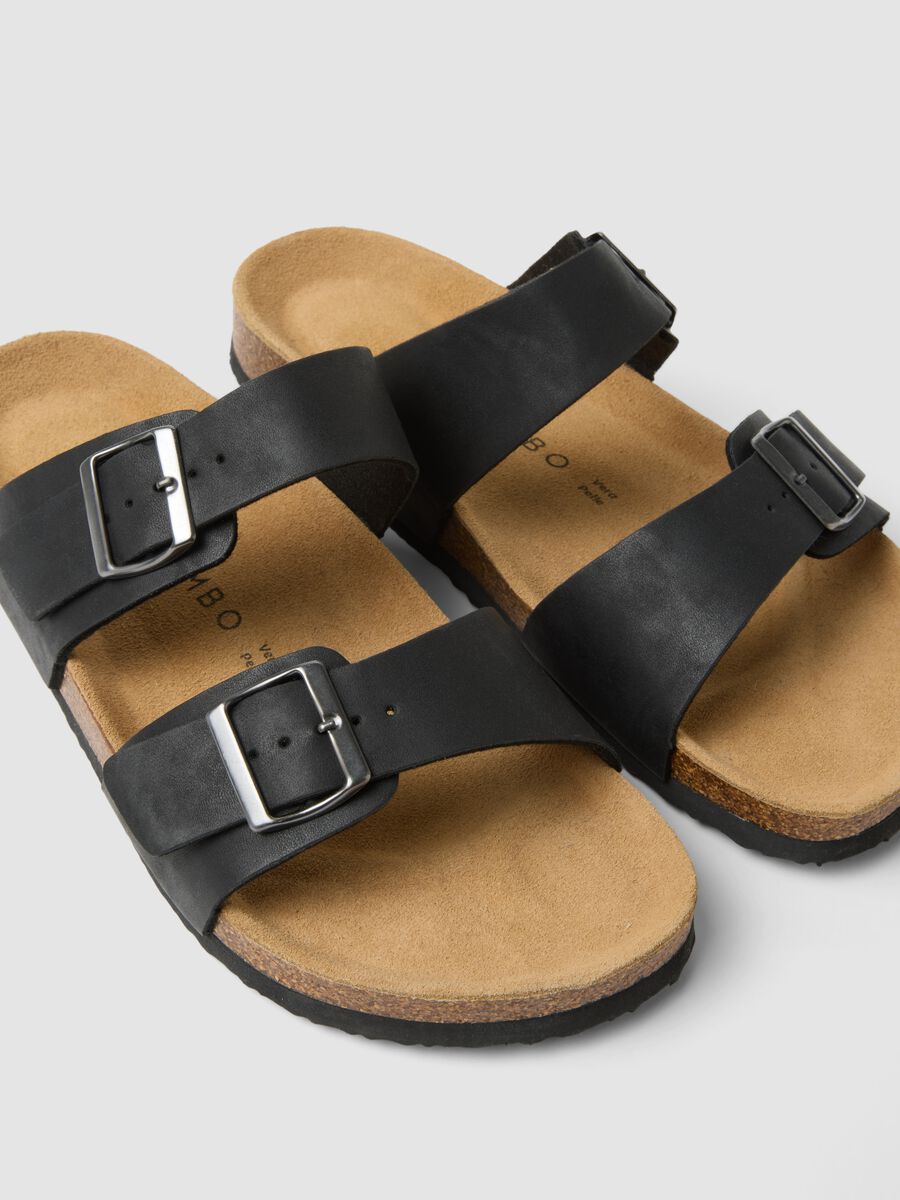 Black double-strap sliders with buckles_1