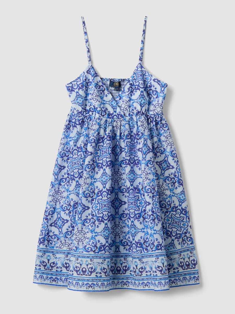 Blue pure cotton slip dress with all-over print_4