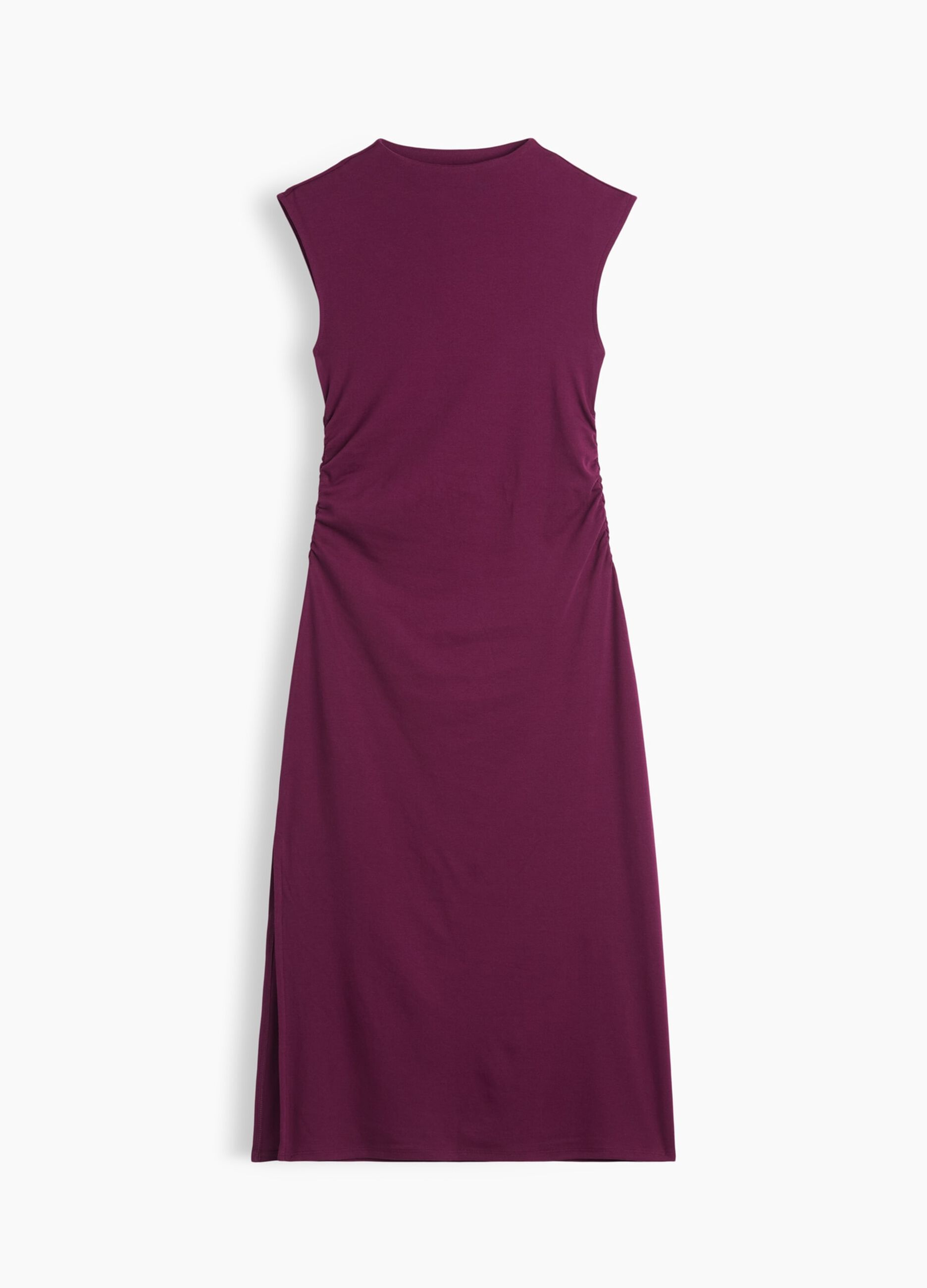 Rotes Midikleid aus Stretch-Baumwolle mit seitlichem Schlitz