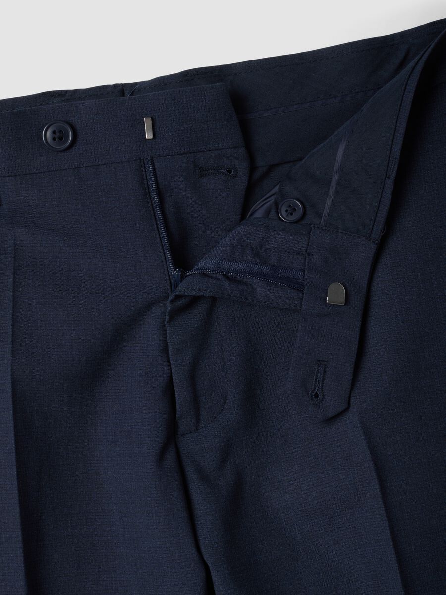 Blue regular-fit stretch viscose trousers_1