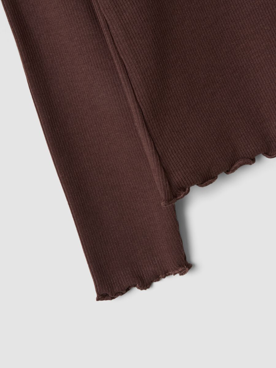 Brown ribbed organic stretch cotton T-shirt_2