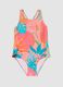 Pink tropical print girls&rsquo; swimsuit_0