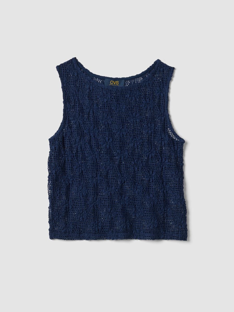 Blue stretch-fabric tank top_4