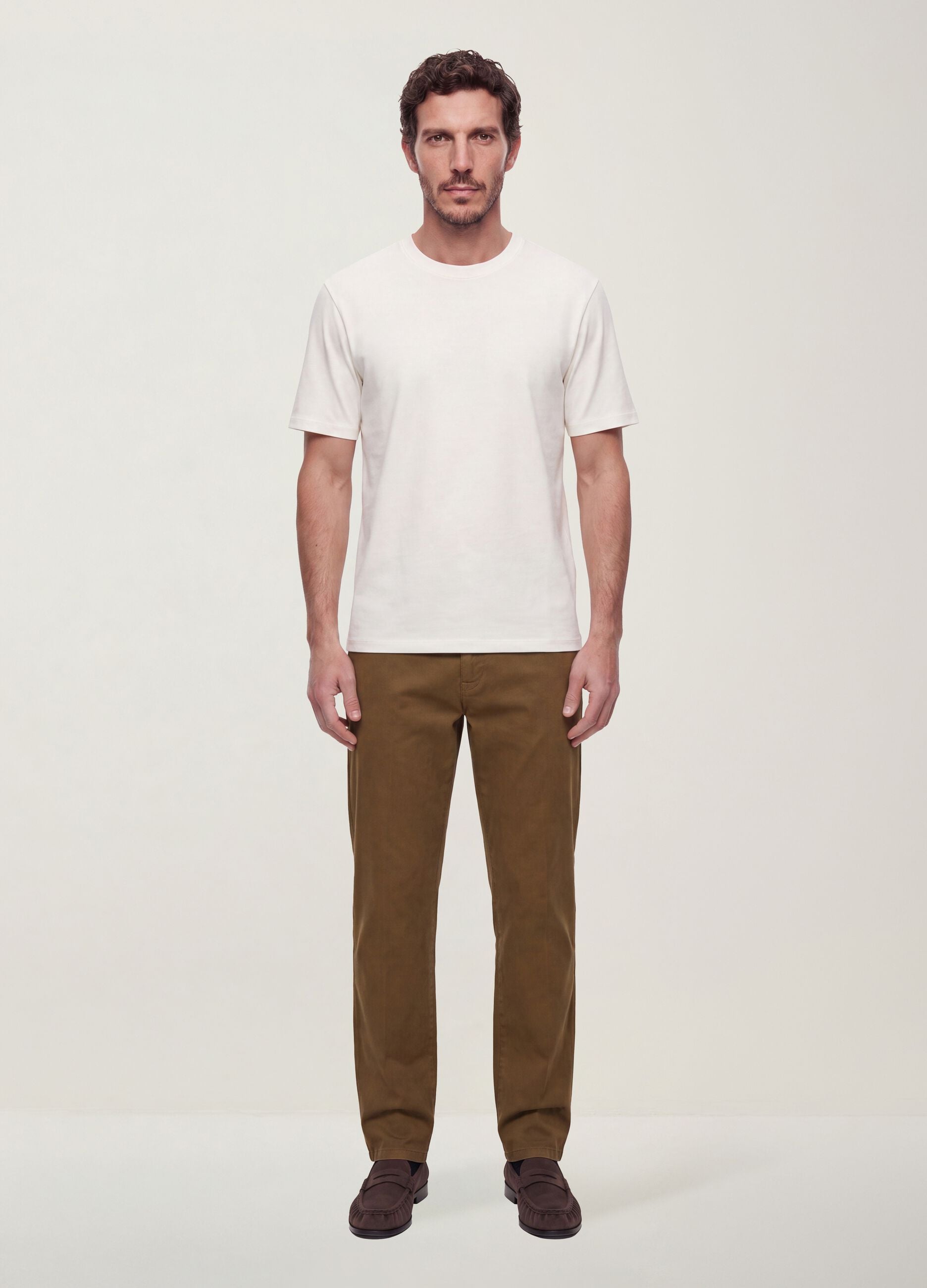 White pure cotton short-sleeve T-shirt, relaxed fit