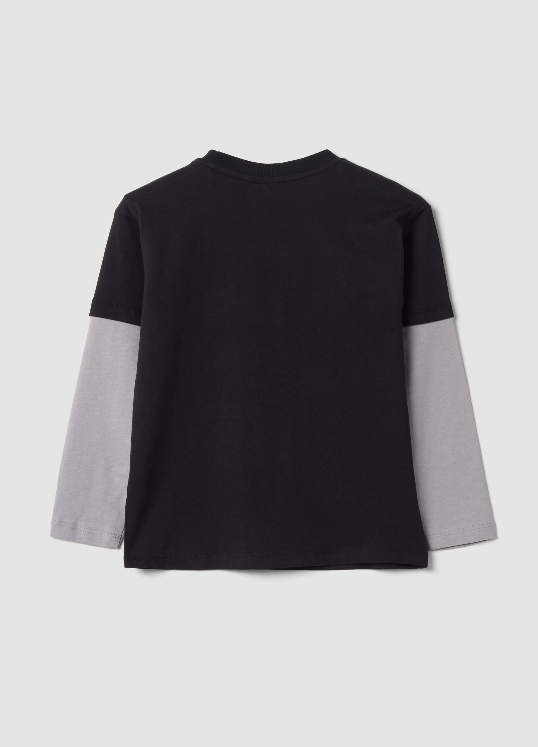 T-shirt preta em algod&atilde;o puro com decote redondo e estampado Minecraft &ndash; corte oversized