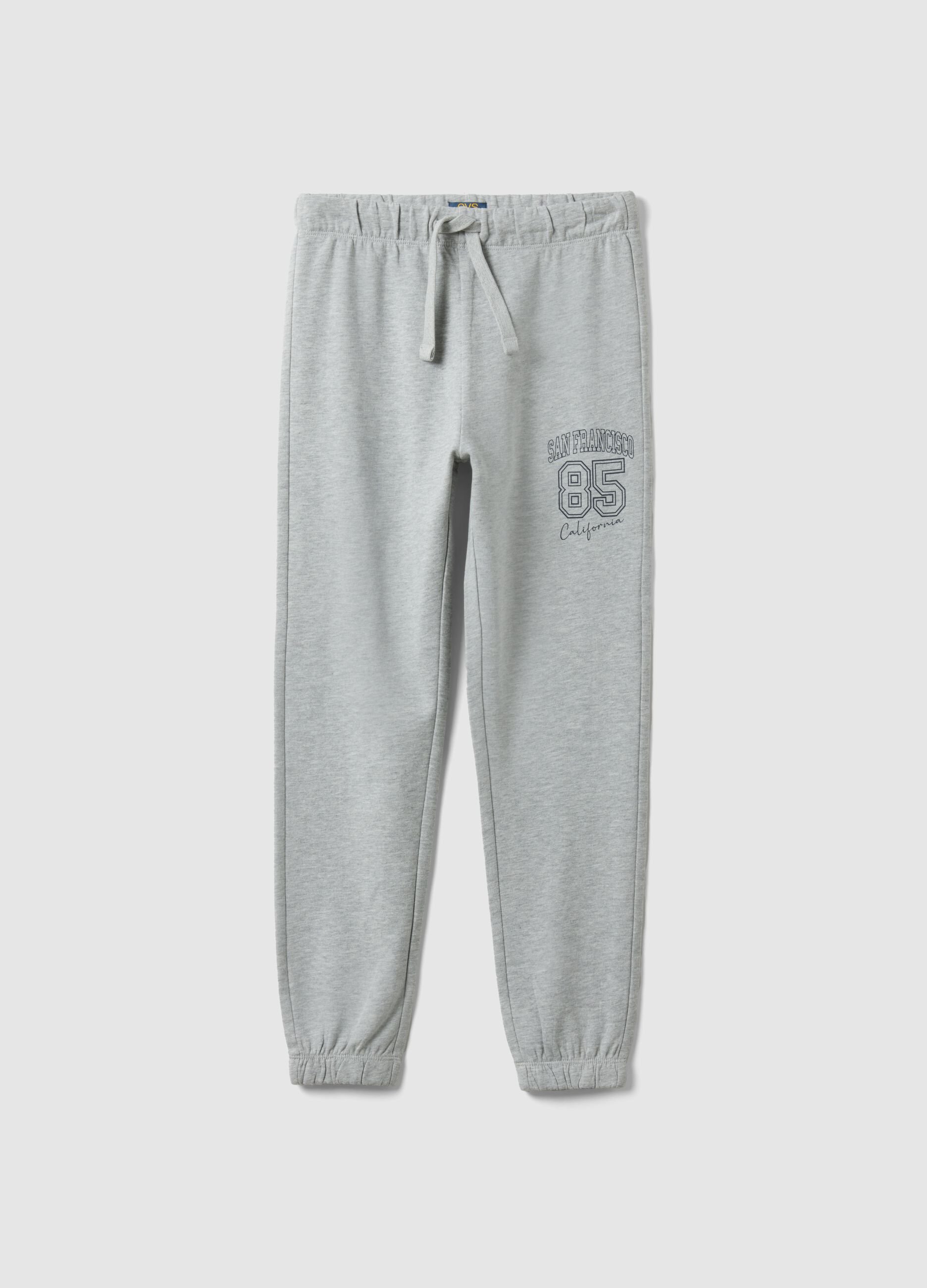 Boys&rsquo; grey cotton-viscose blend joggers, regular fit