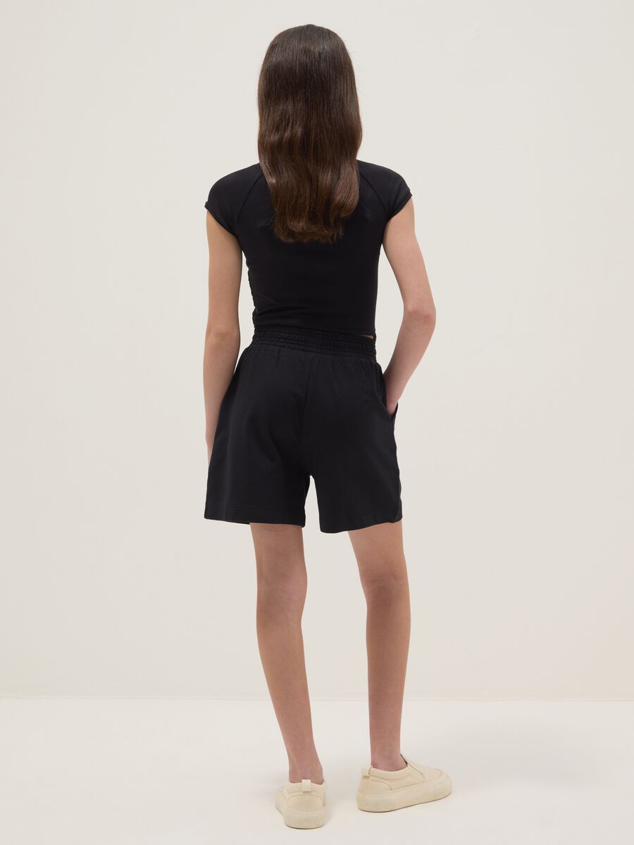 Girls' oversized fit pure cotton black shorts_1