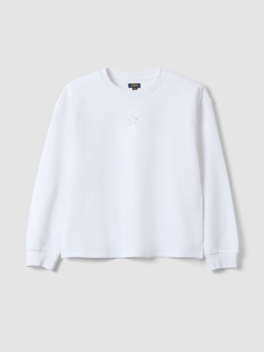 Wei&szlig;es Sweatshirt aus reiner Bio-Baumwolle mit Rippkragen_0