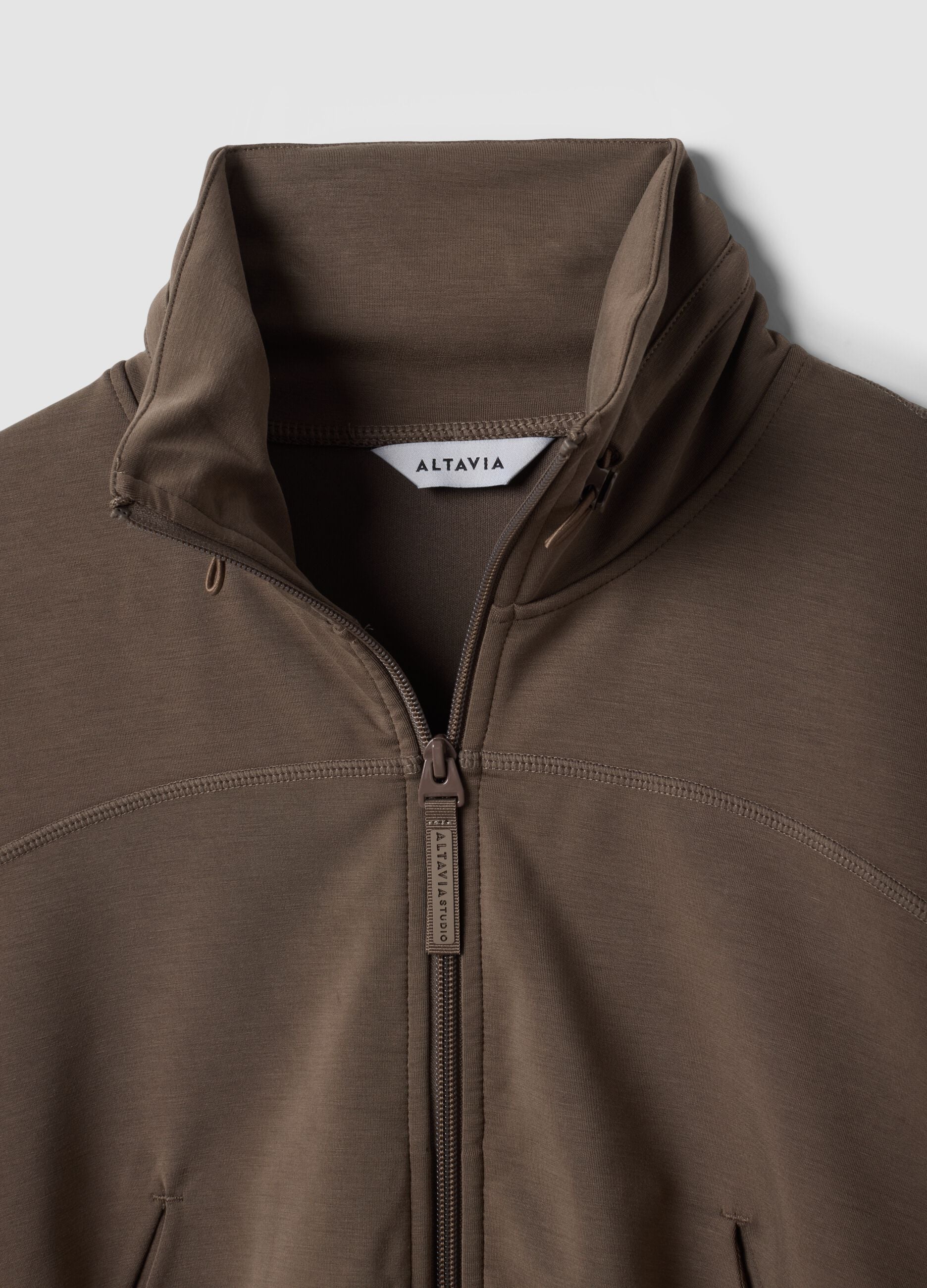 Full-zip verde corta in tessuto soft-touch con collo rialzato ALTAVIA STUDIO