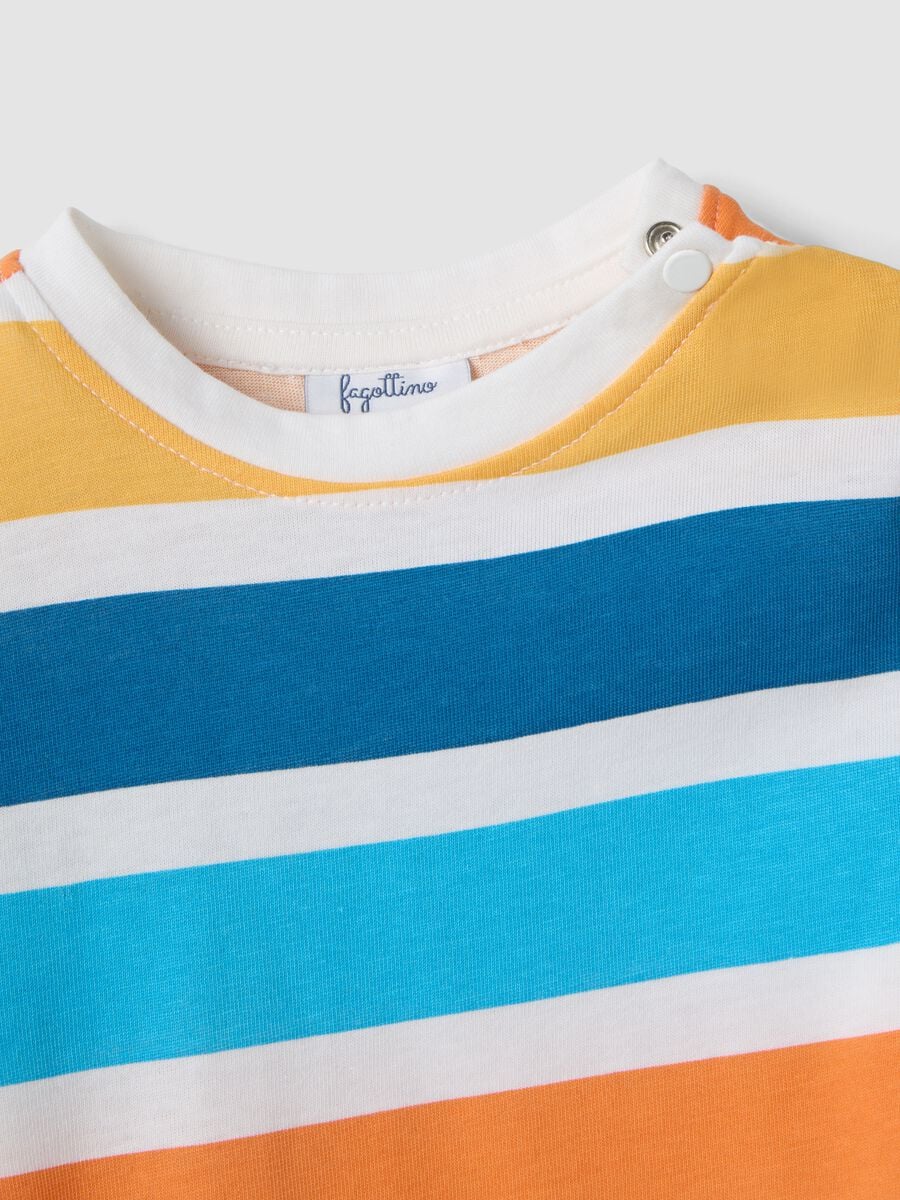 Boys&rsquo; multicolour striped pure cotton T-shirt, regular fit_2
