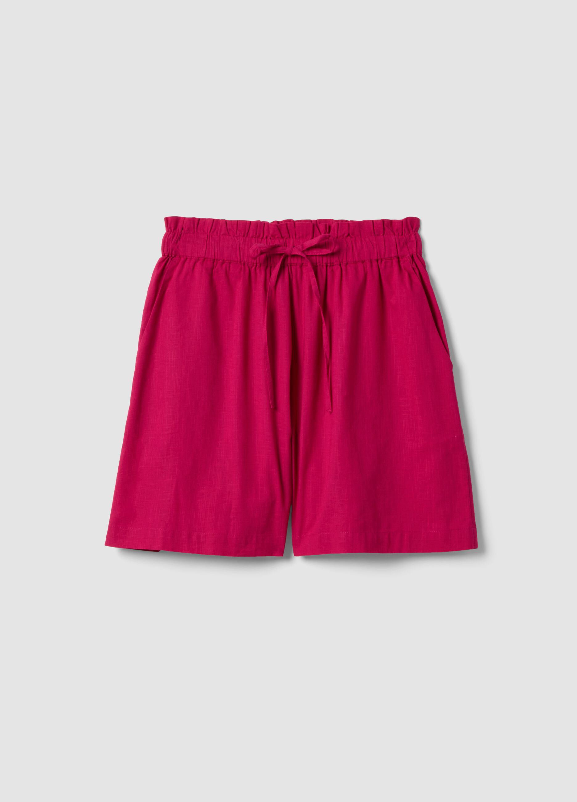 Pink 100% cotton shorts, regular fit