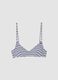 Blue striped stretch fabric bikini top_0