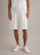 White cotton-blend jogger shorts with drawstring, relaxed fit_1