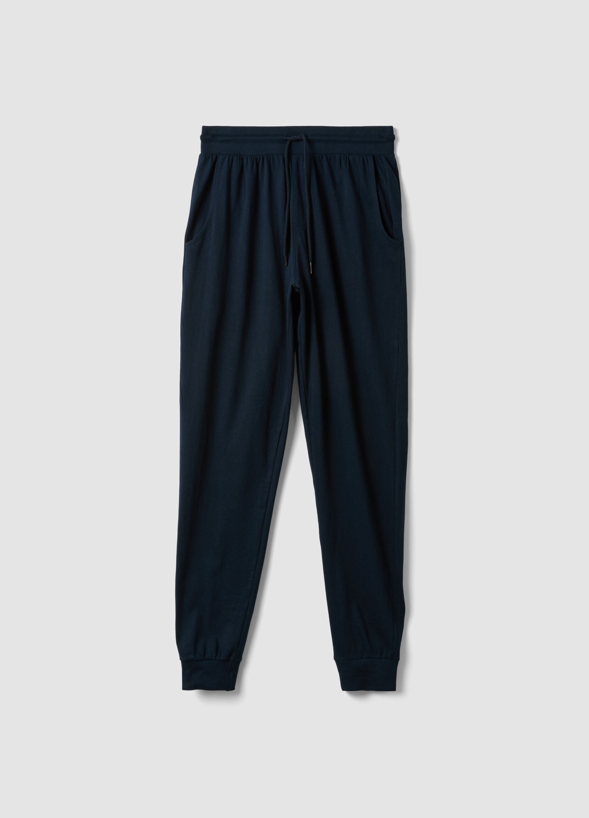 Blaue Pyjamahose aus Bio-Baumwolle mit Kordelzug