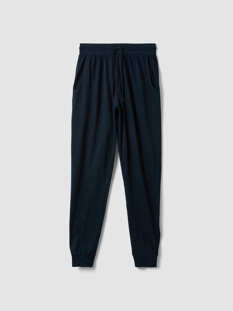 Blaue Pyjamahose aus Bio-Baumwolle mit Kordelzug_4