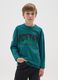 Boy's green pure cotton regular fit jumper with round neck_0