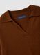 Camisola castanha em pura l&atilde; com colarinho polo_1