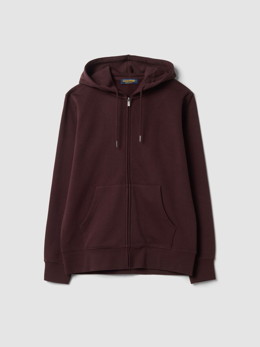 Brown cotton-blend hoodie sweatshirt with crew neck_0