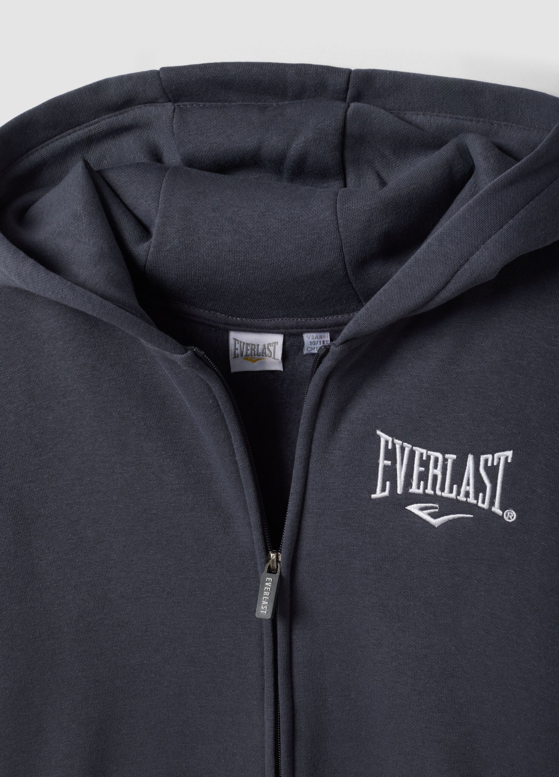 Grey full-zip cotton-blend hooded sweatshirt for boys