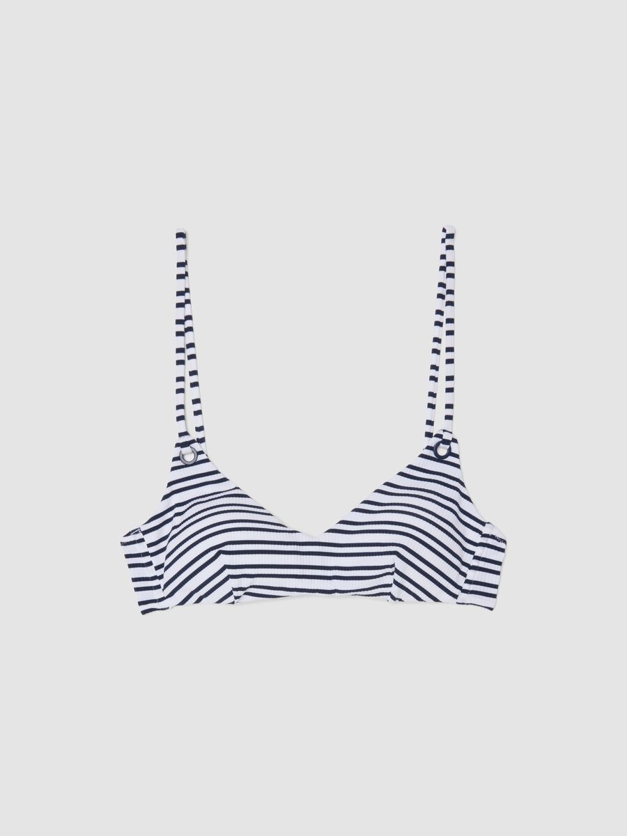 Blue striped stretch fabric bikini top_4