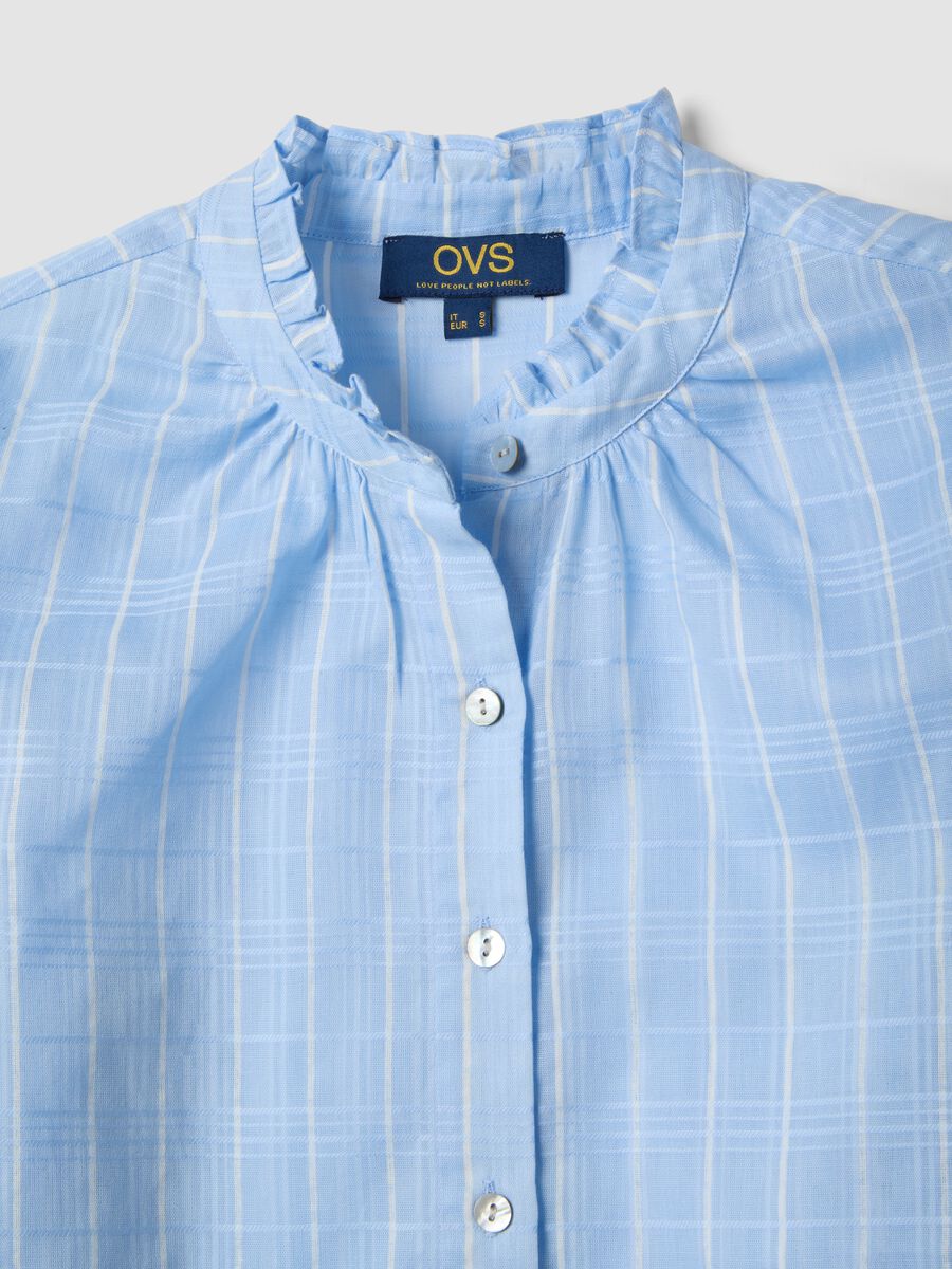 Blue pure cotton shirt with plaid regular fit_5