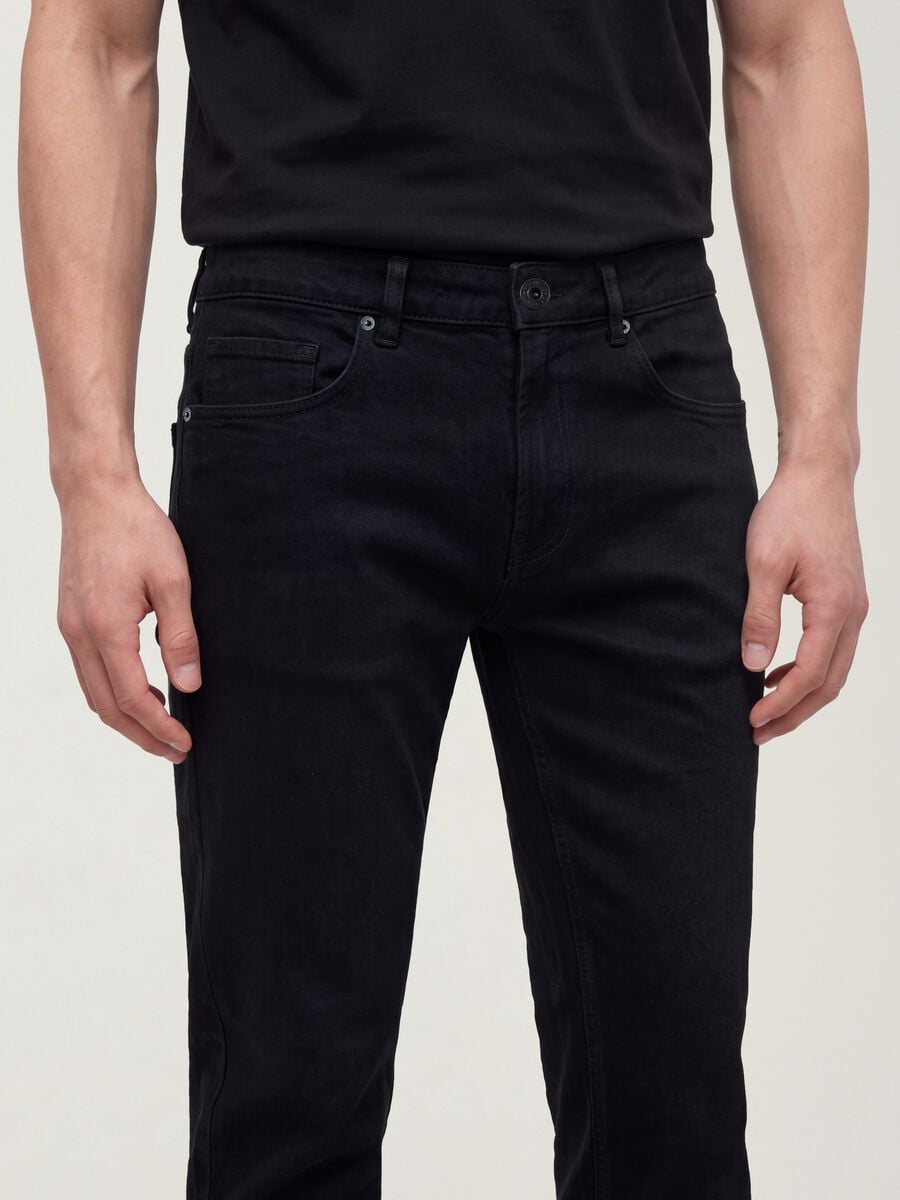 Black slim-fit jeans in cotton and viscose blend_2