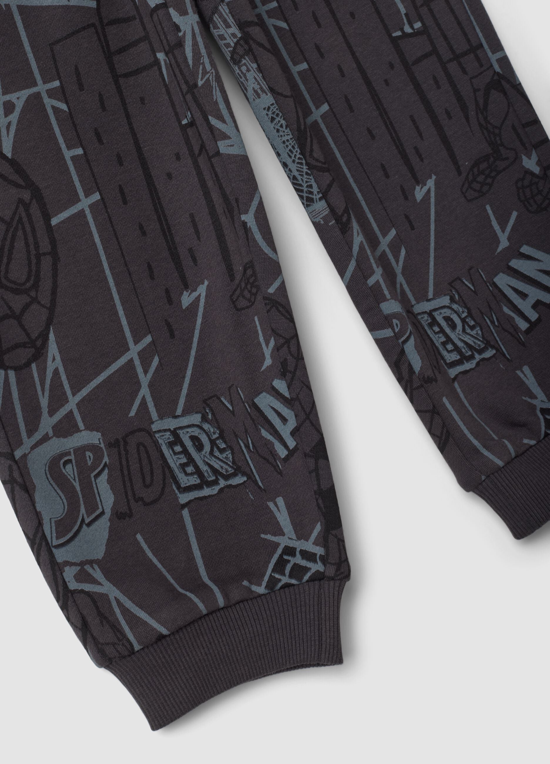 Pantaloni jogger neri in misto cotone con stampa MARVEL Spider-Man