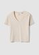 Beige pure cotton relaxed-fit V-neck T-shirt_4