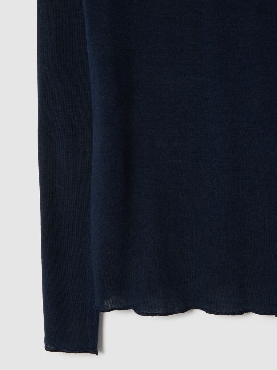 Blue regular fit V-neck jumper_5