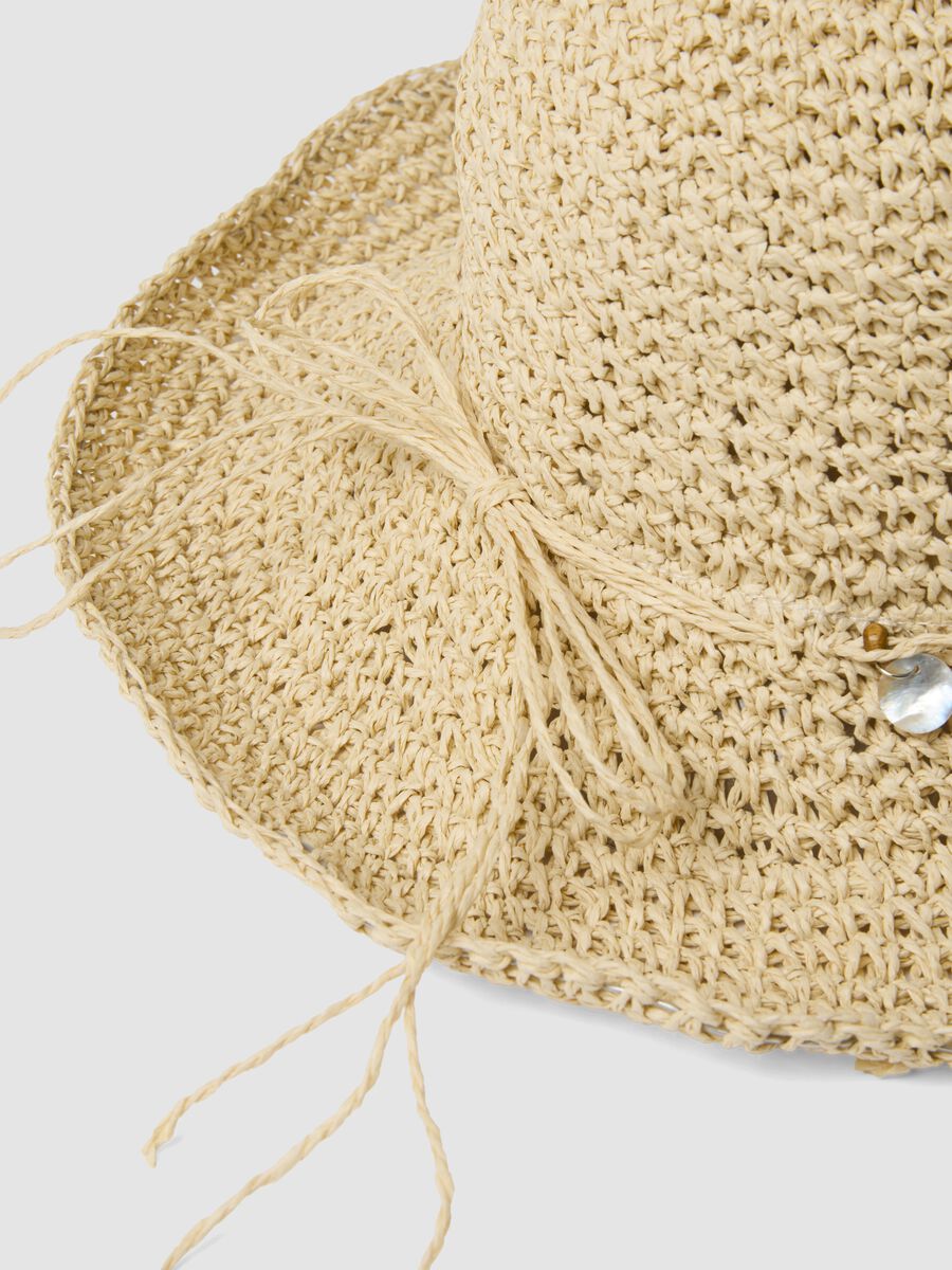 Beige cloche hat in pure paper fabric with stones_1