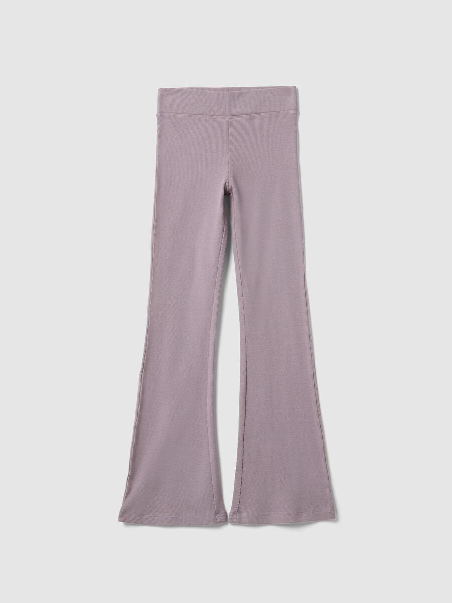 Purple regular fit stretch cotton leggings for girls_3