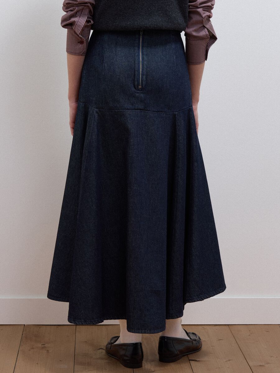 Pure cotton denim midi skirt_3