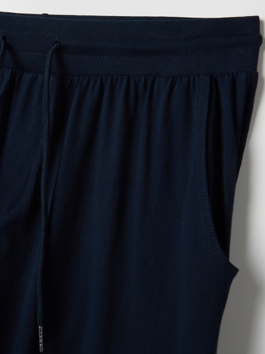 Blue pure cotton regular fit pajama trousers_5