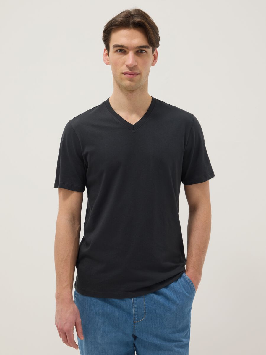 Regular fit pure cotton black T-shirt_0