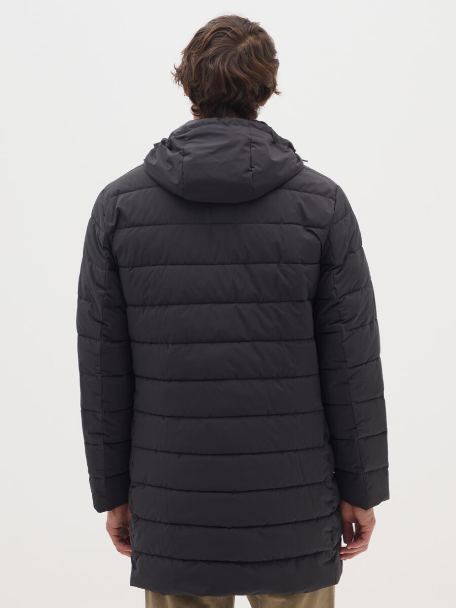 Black regular fit parka jacket with zip_3