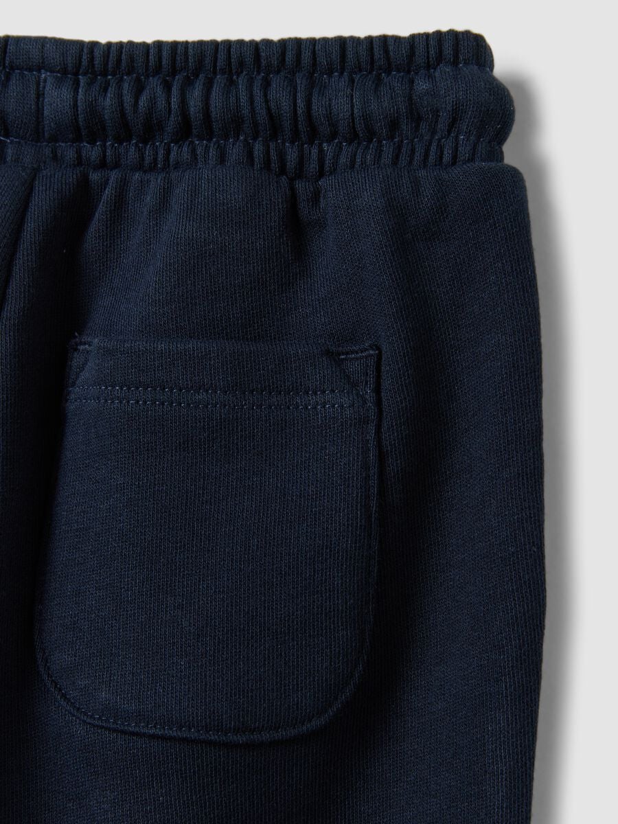 Cal&ccedil;as jogger azuis em puro algod&atilde;o org&acirc;nico com cord&atilde;o para beb&eacute; menino_3