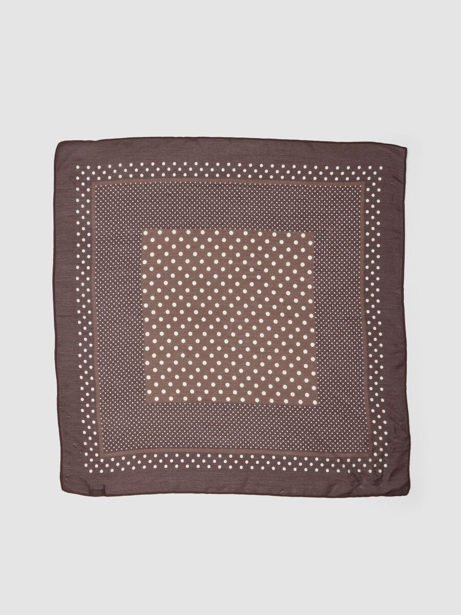 Brown polka-dot scarf in modal and silk blend_1