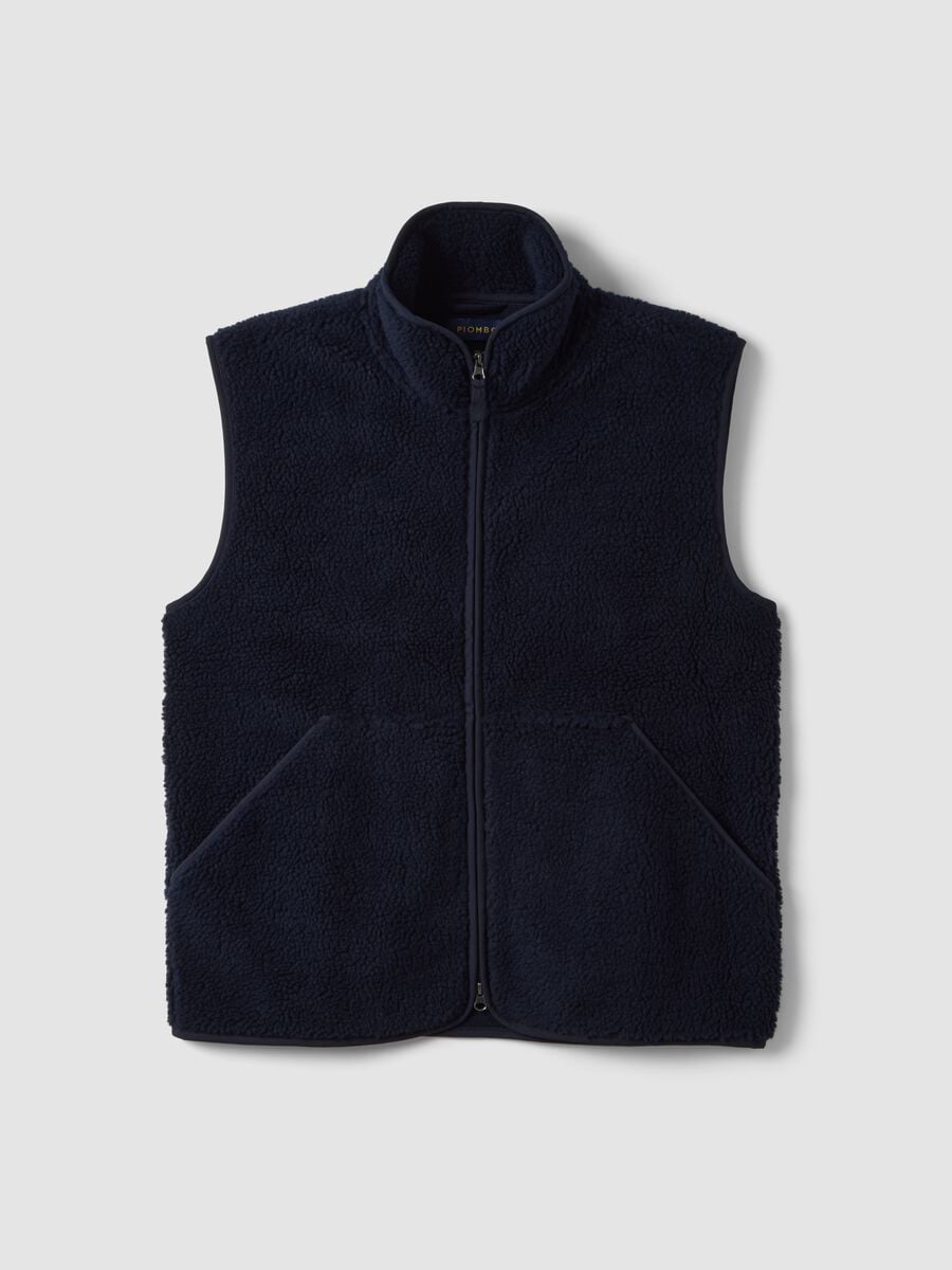 Gilet blu con colletto regular fit_4