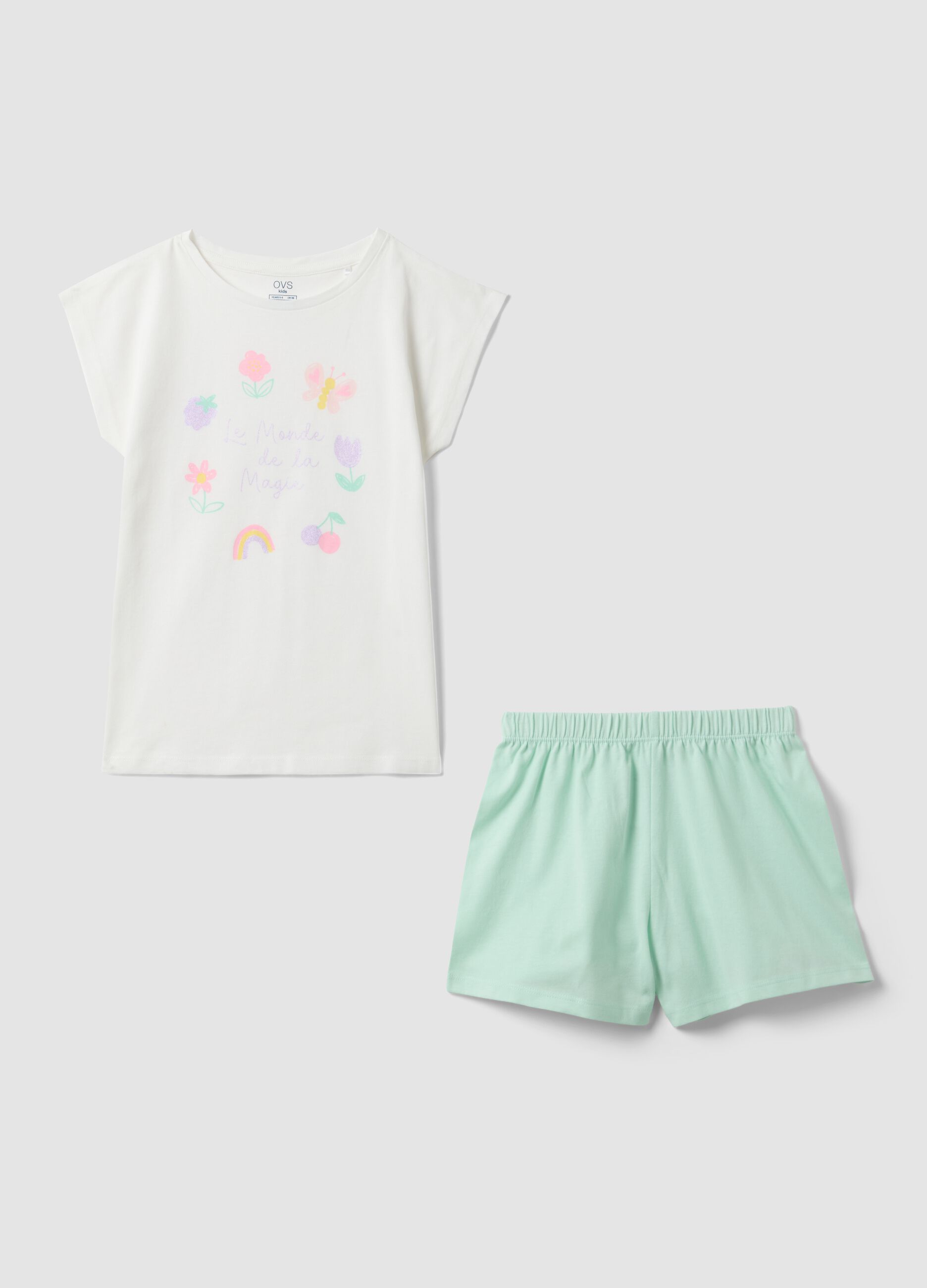 Girls' multicolour pure cotton pyjamas regular fit with designs