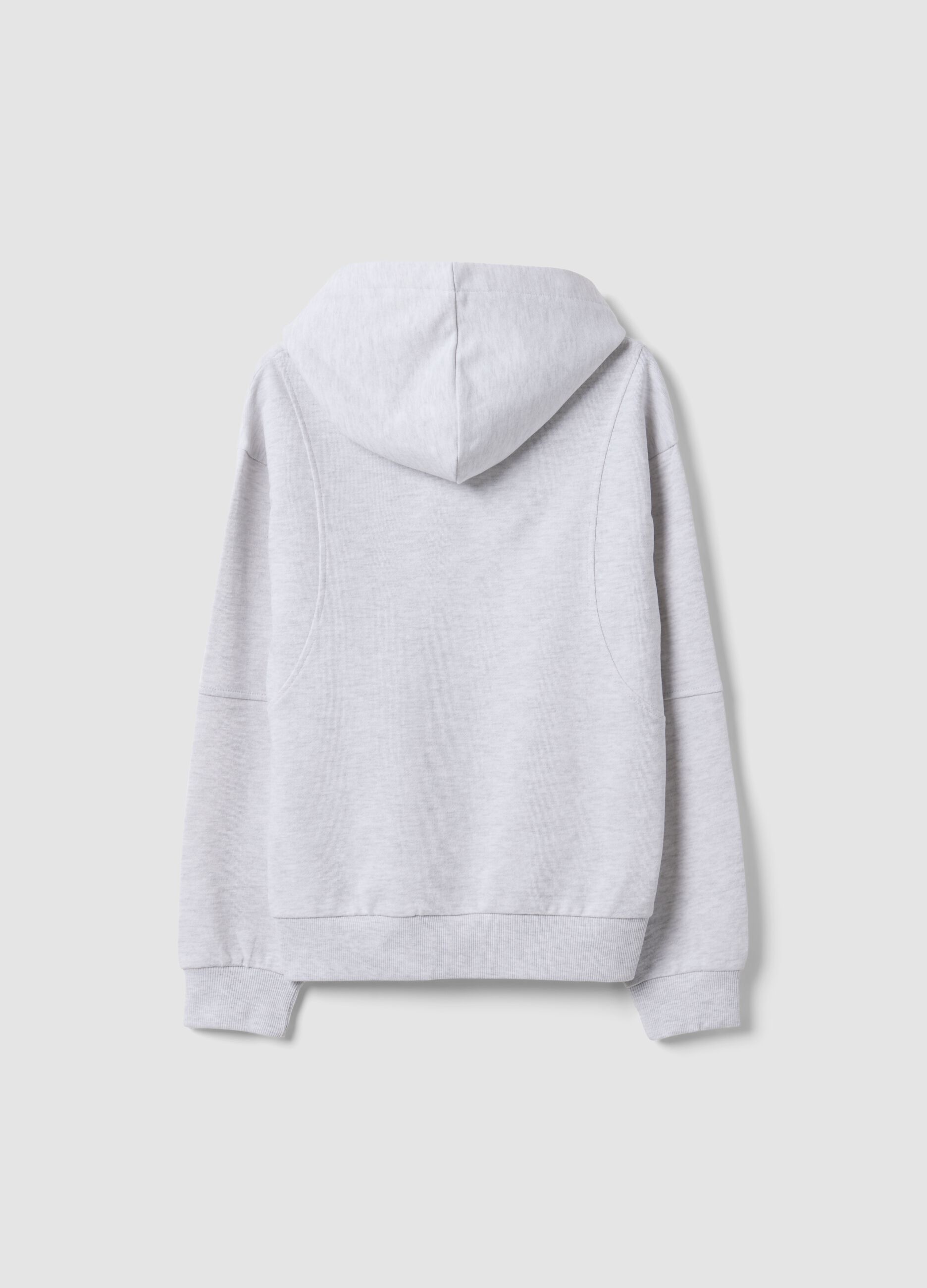 Sweatshirt com capuz cinzenta de corte oversized em mistura de algod&atilde;o e viscose para rapaz