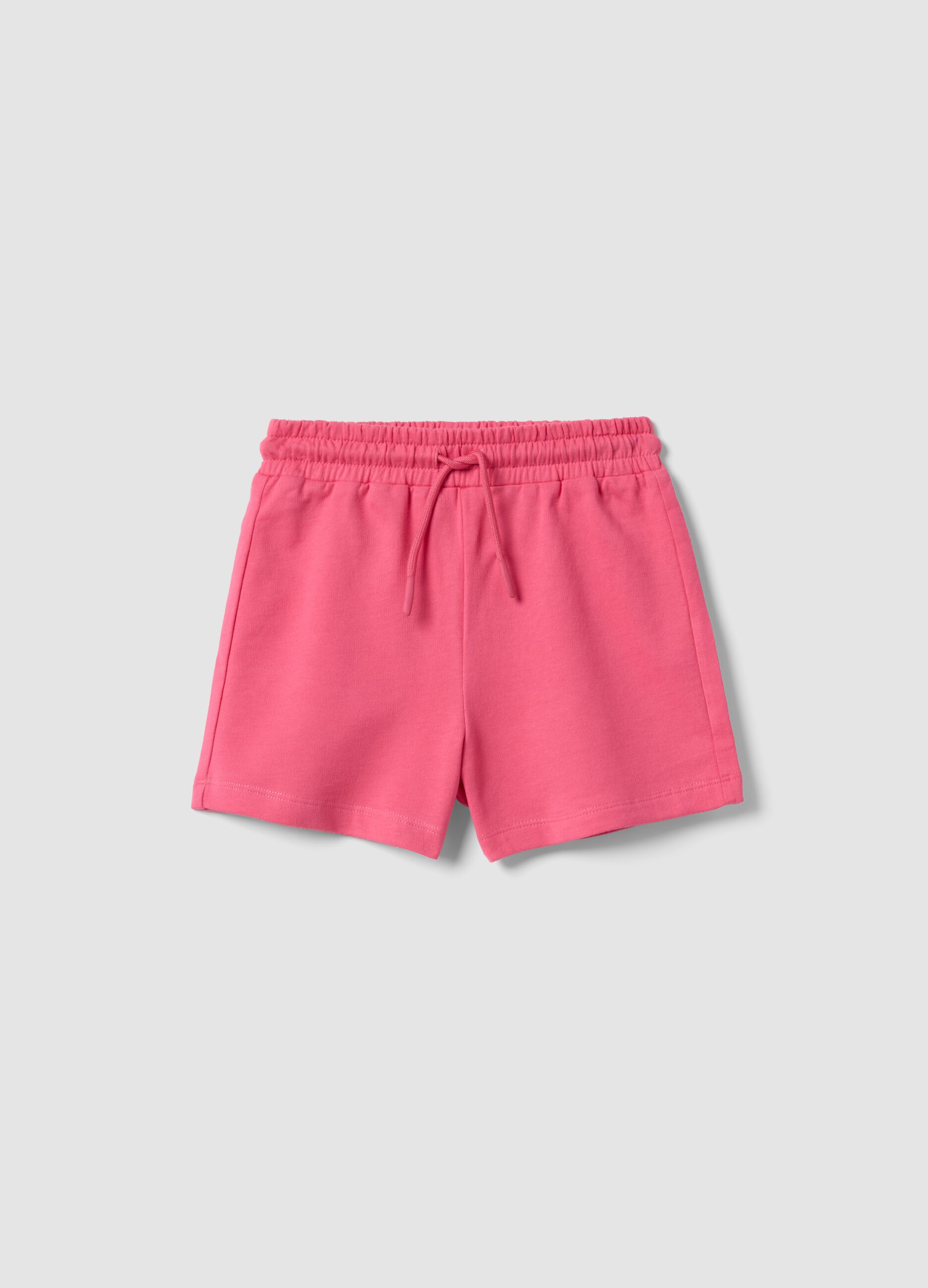 Girls&rsquo; pink pure cotton shorts, regular fit