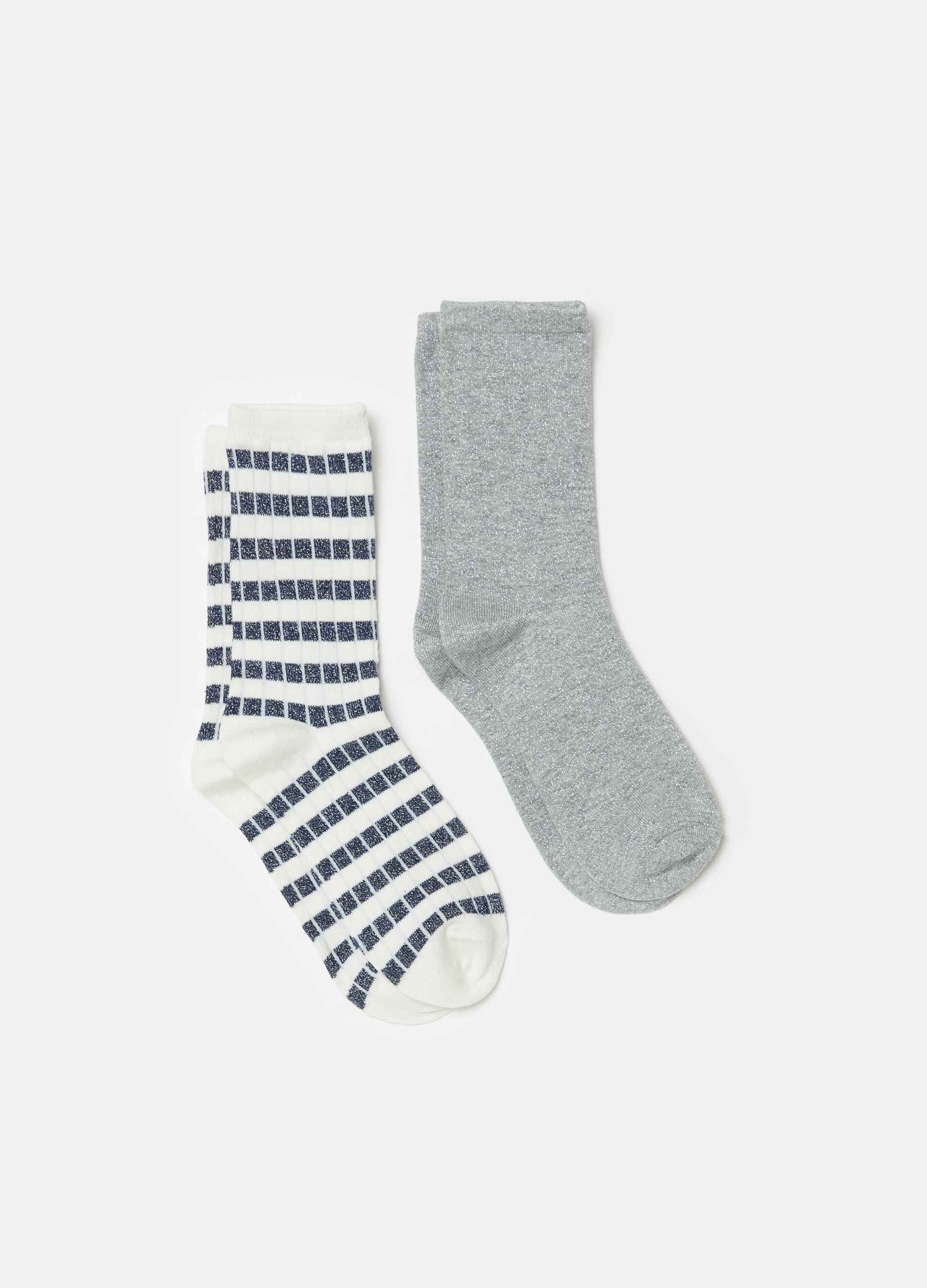 Two-pack stretch socks with lurex
