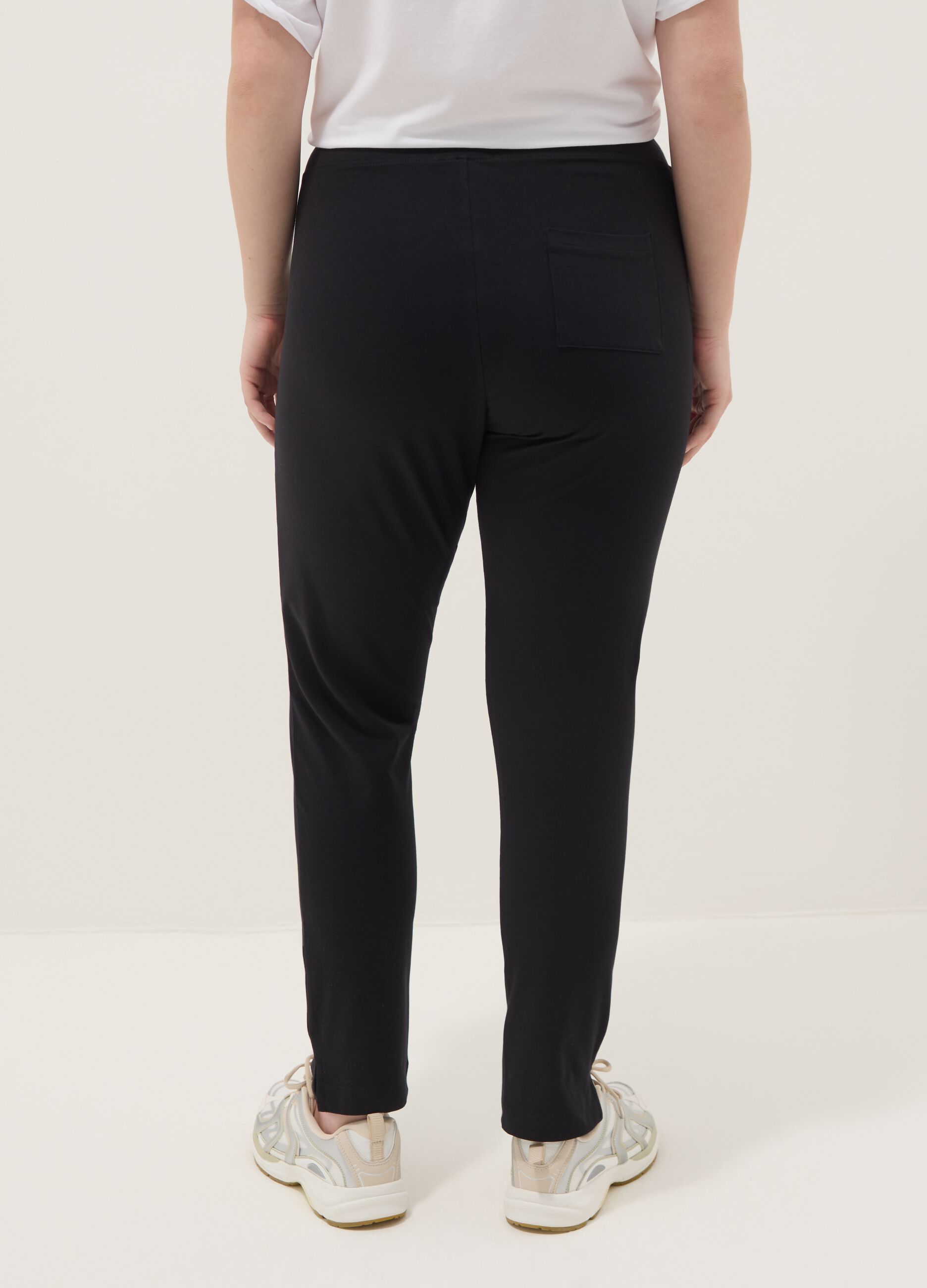 Black Stretch Cotton Slim Fit Leggings