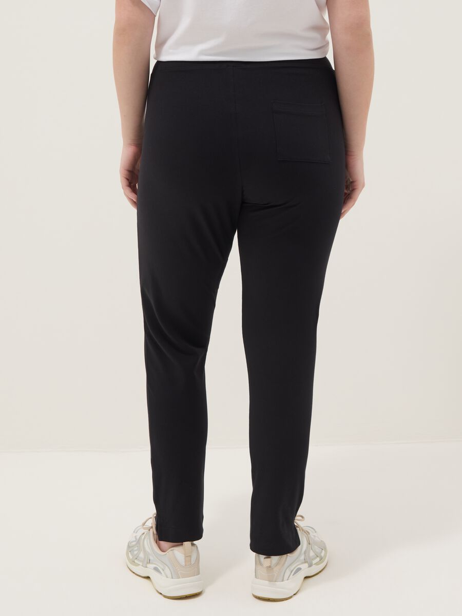 Black Stretch Cotton Slim Fit Leggings_2