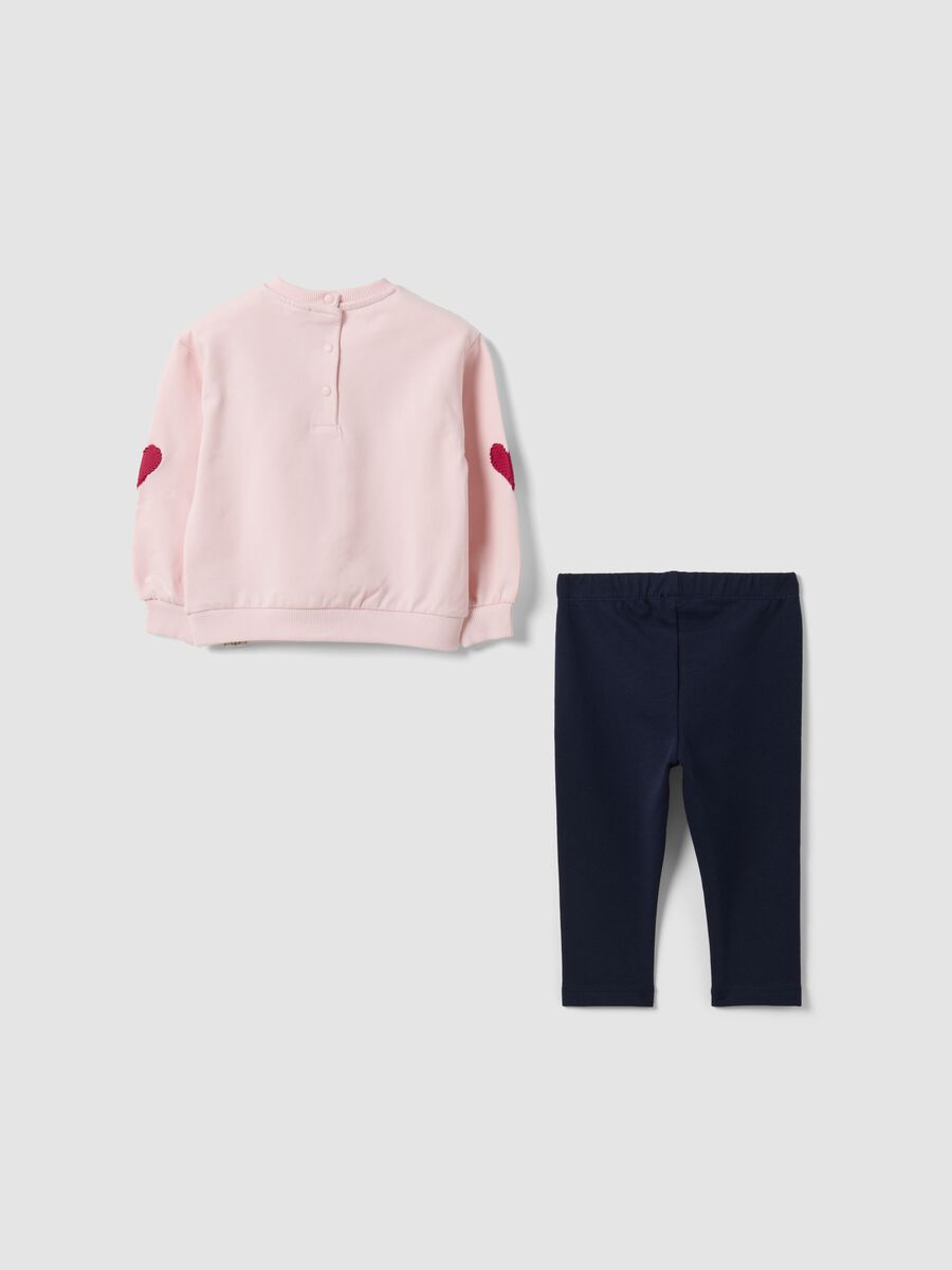 Rosa-blaues Set aus elastischer Bio-Baumwolle mit Minnie-Print_1