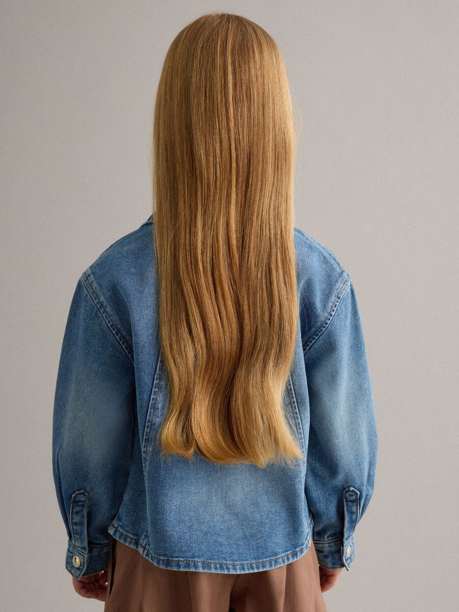 Casaco de ganga azul em algod&atilde;o regular fit para menina_1