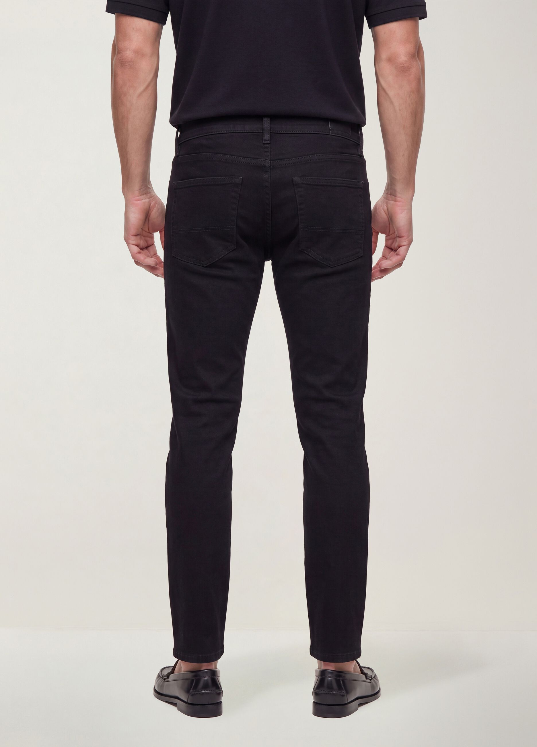 Black slim-fit stretch cotton jeans